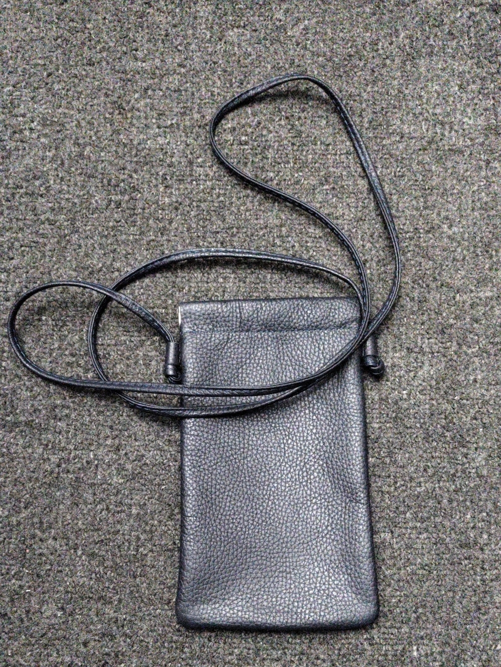 Navy Blue Pebble Leather Crossbody Phone Pouch - Minimalist Everyday Bag